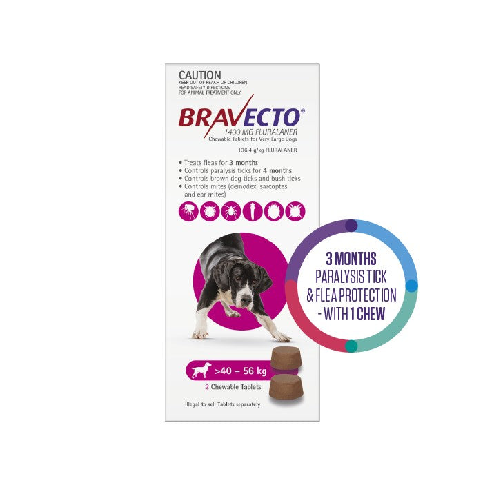 BRAVECTO Flea & Tick Chew Treatment 40-56kg Dog