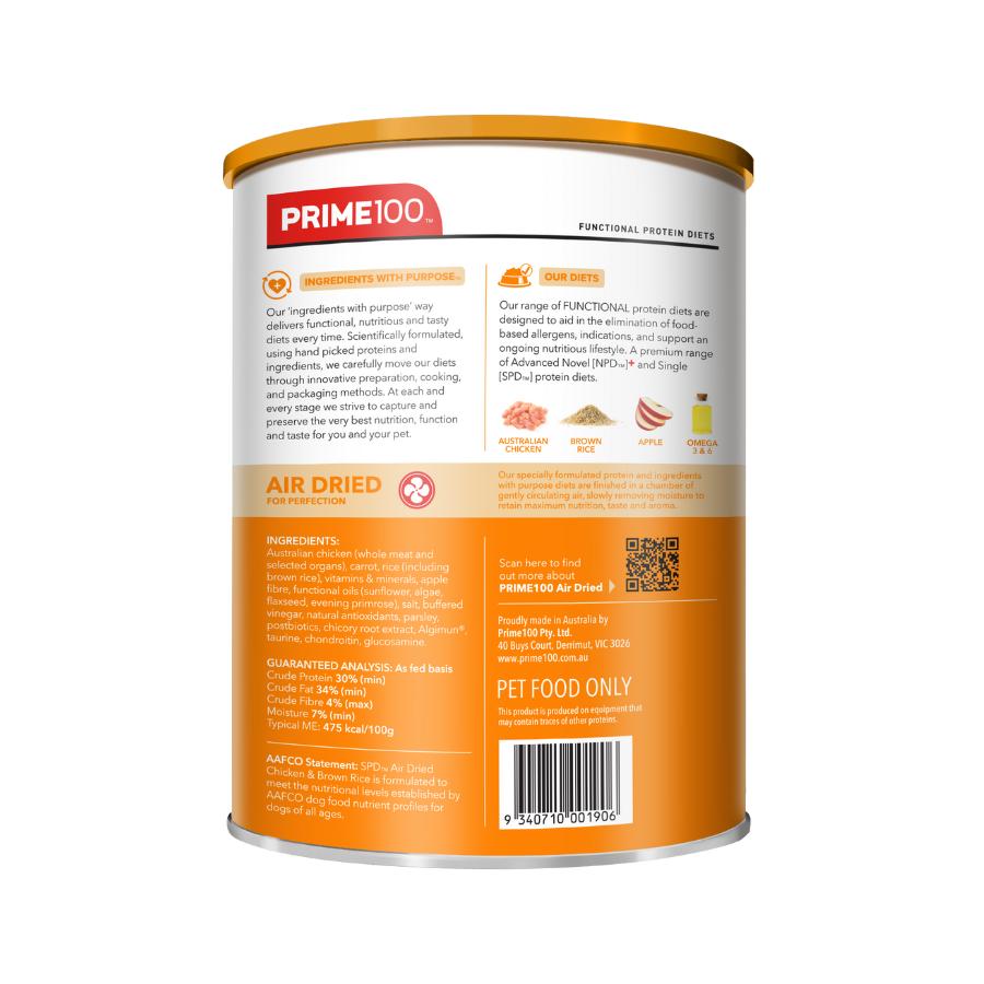 Prime100 SPD Air Dried Chicken & Brown Rice Dry Dog Food
