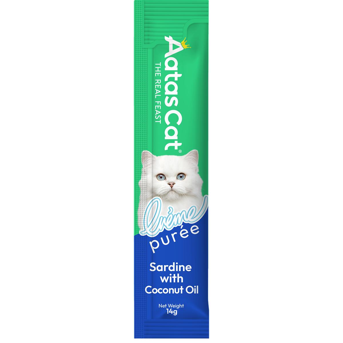 Aatas Creme Puree Sardine with Coconut Oil Cat Treats 4pk