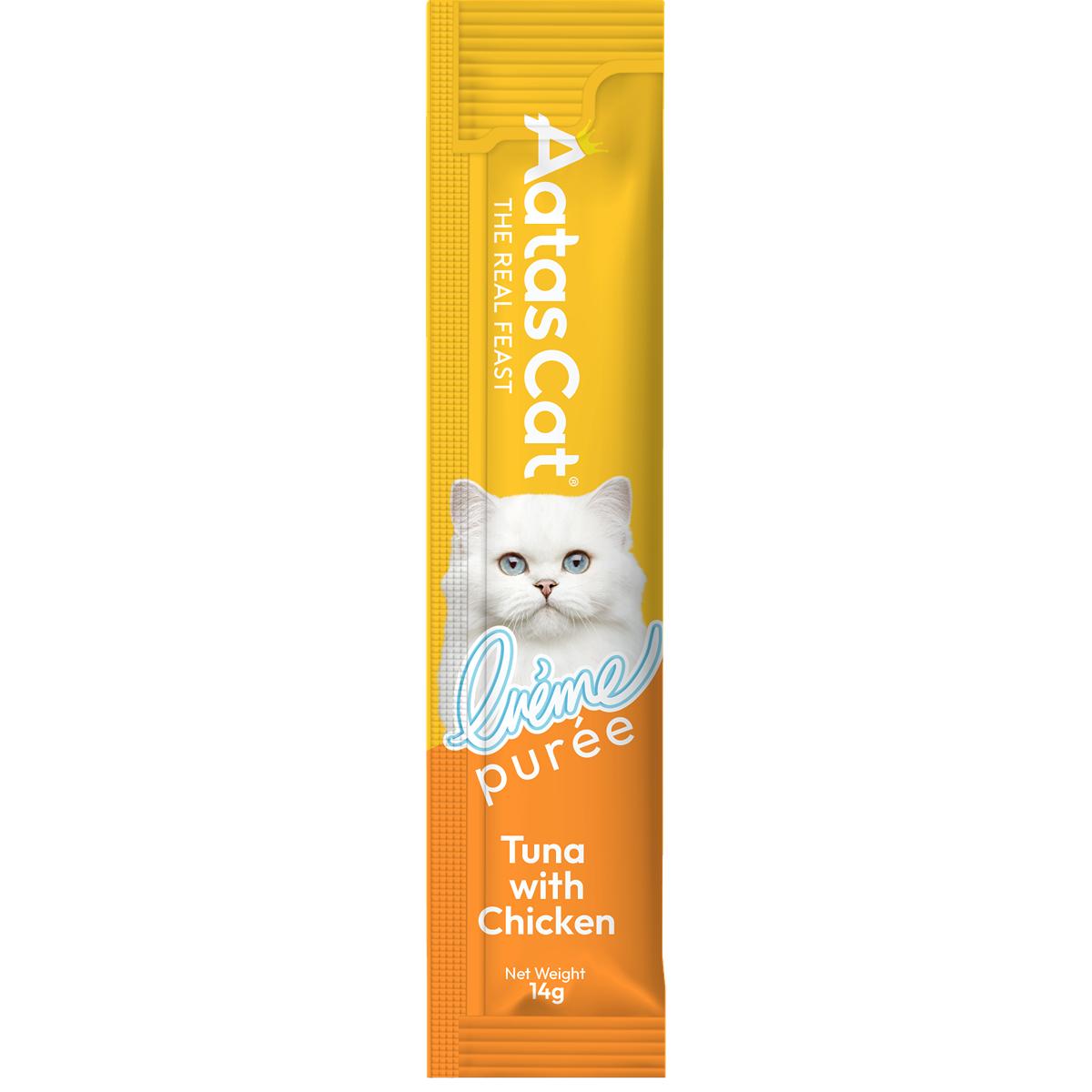 Aatas Creme Puree Tuna with Chicken Cat Treats 4pk