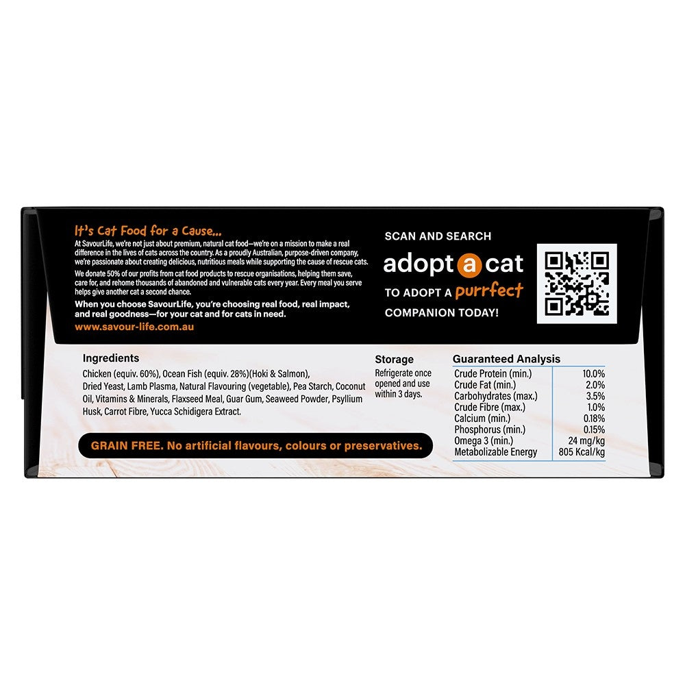 SavourLife Adult Indoor & Hairball Control Chicken & Ocean Fish Pate Wet Cat Food
