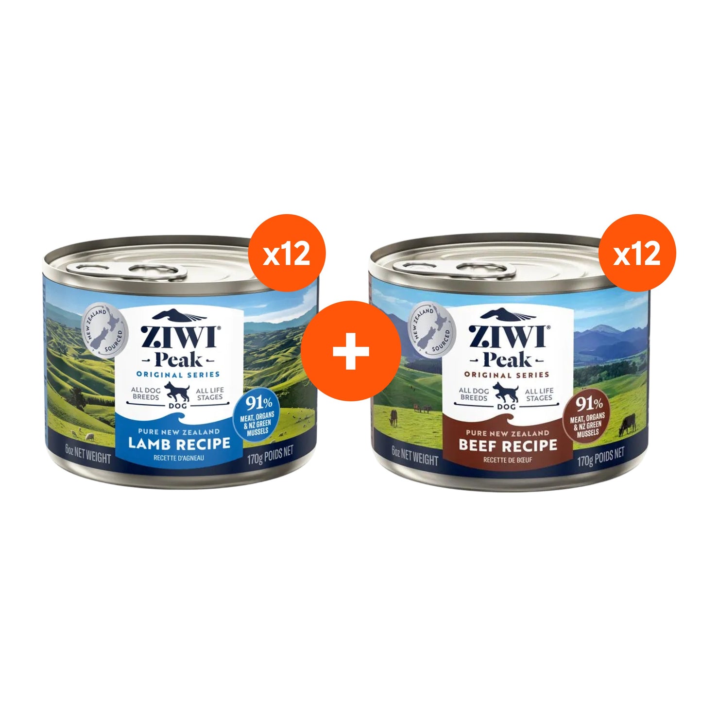 Ziwi Peak Lamb Recipe & Beef Recipe Wet Dog Food Bundle