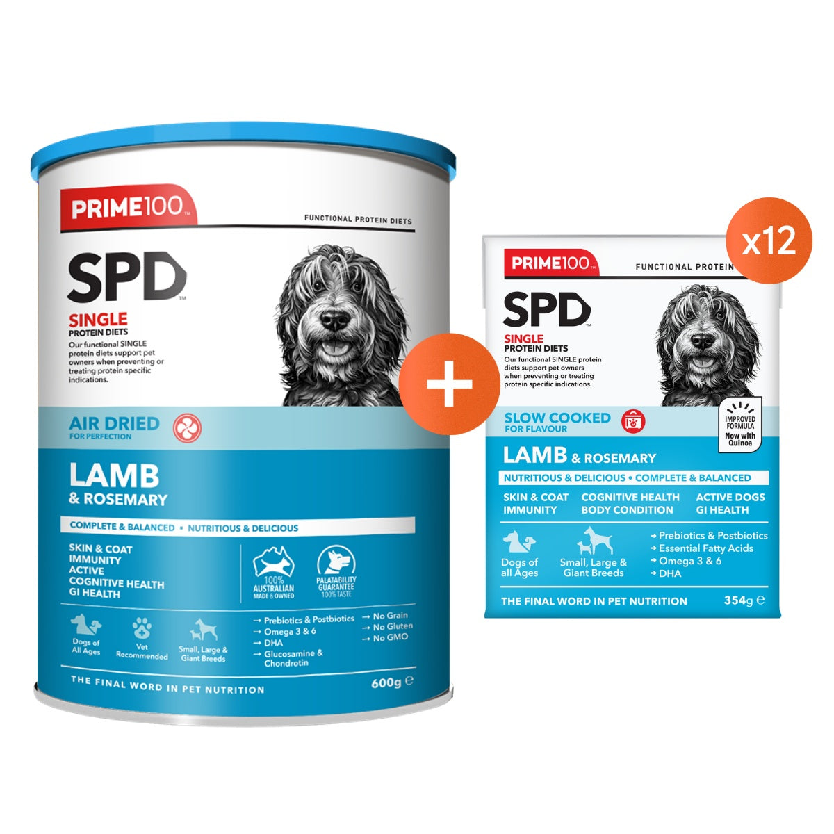PRIME100 SPD Lamb & Rosemary Air Dried & Wet Dog Food Bundle