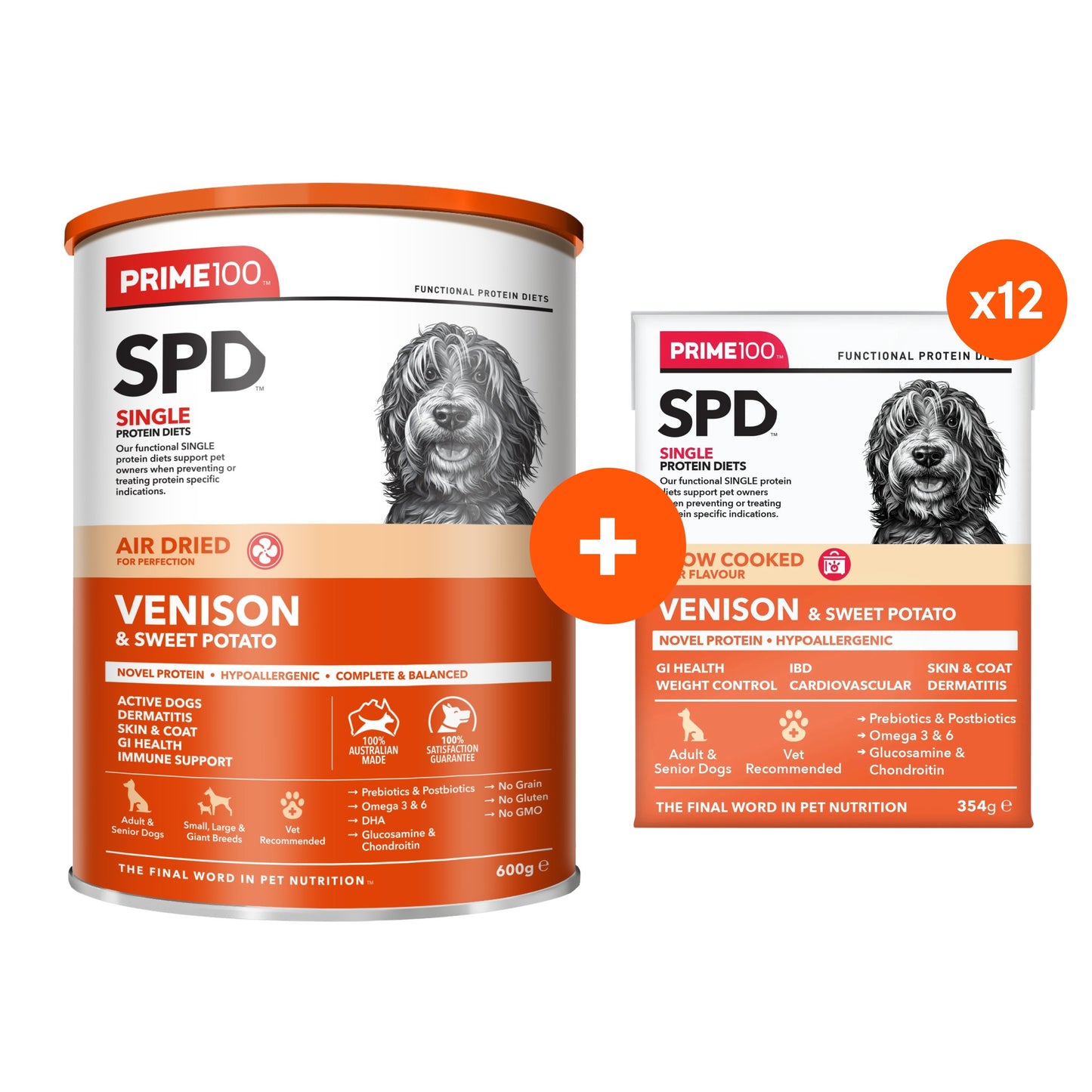 PRIME100 SPD Venison & Sweet Potato Air Dried & Wet Dog Food Bundle