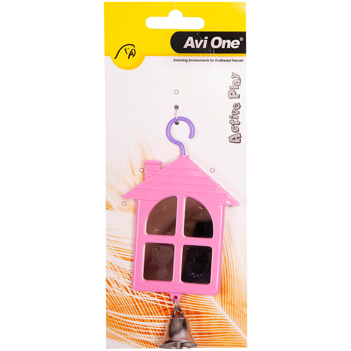 Avi One House Shaped Mirror with Bell Bird Toy