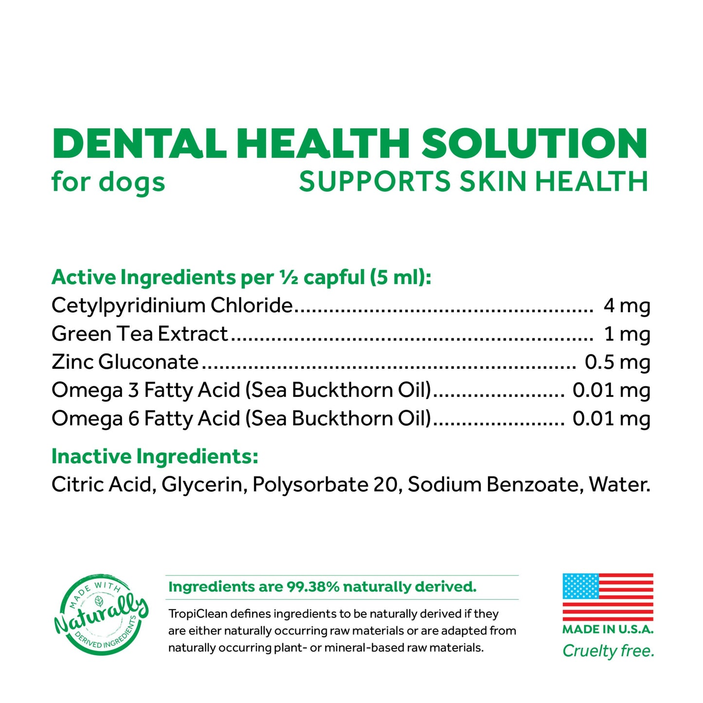 TropiClean Fresh Breath Dental Health Solution Supports Skin Health For Dogs