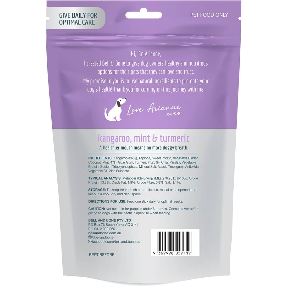 Bell & Bone Roo & Turmeric Dental Sticks Dog Treats - PetPost Australia