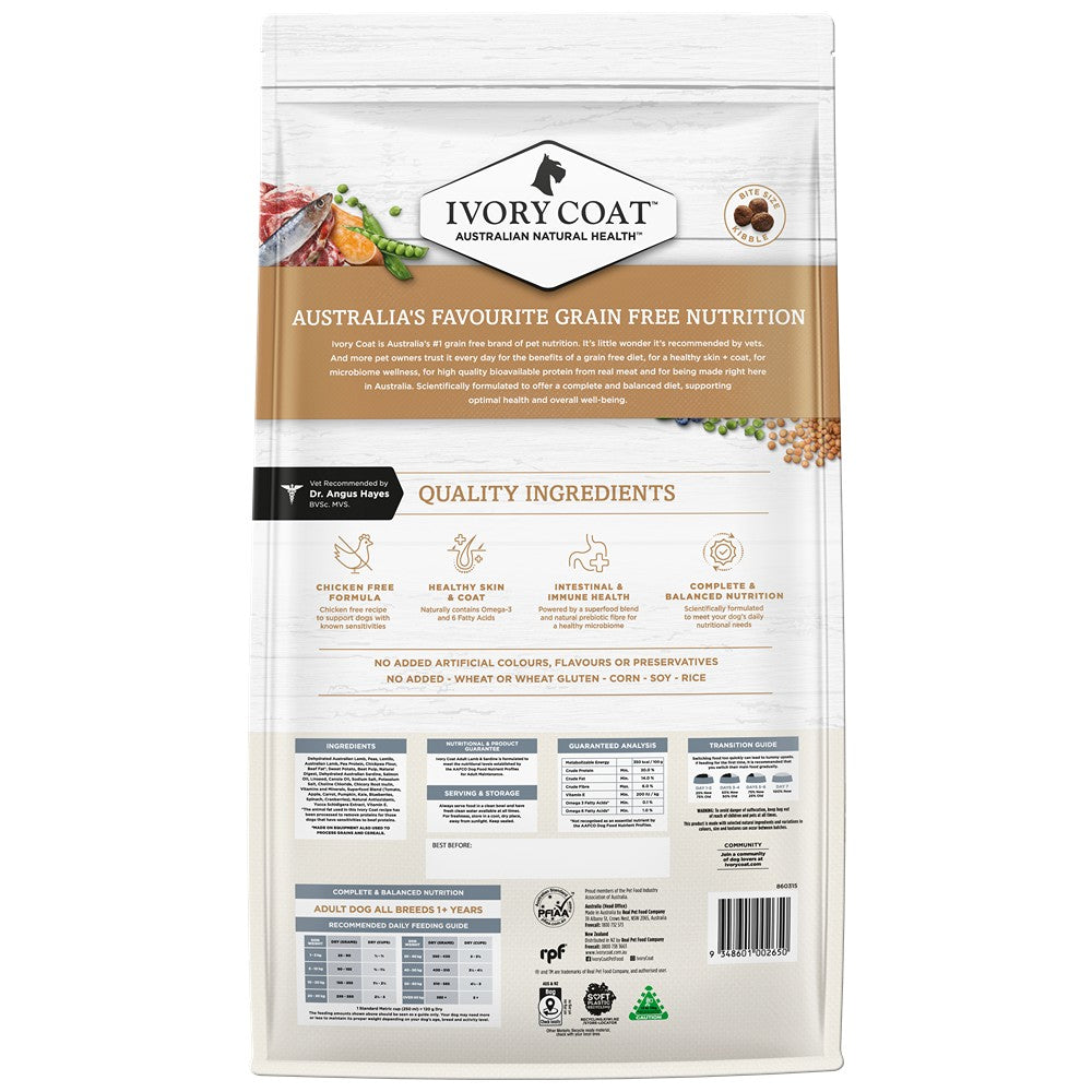Ivory Coat Grain Free Adult Lamb & Sardine Dry Dog Food