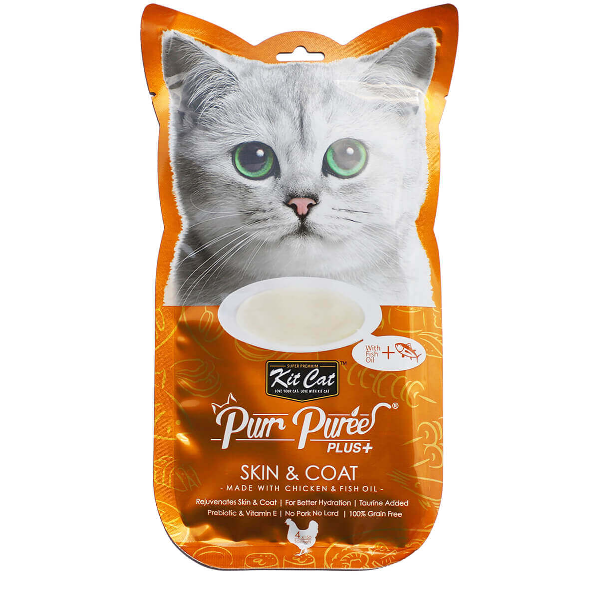 Purr Puree Plus+ Chicken & Fish Oil Skin Care Cat Treats 60g
