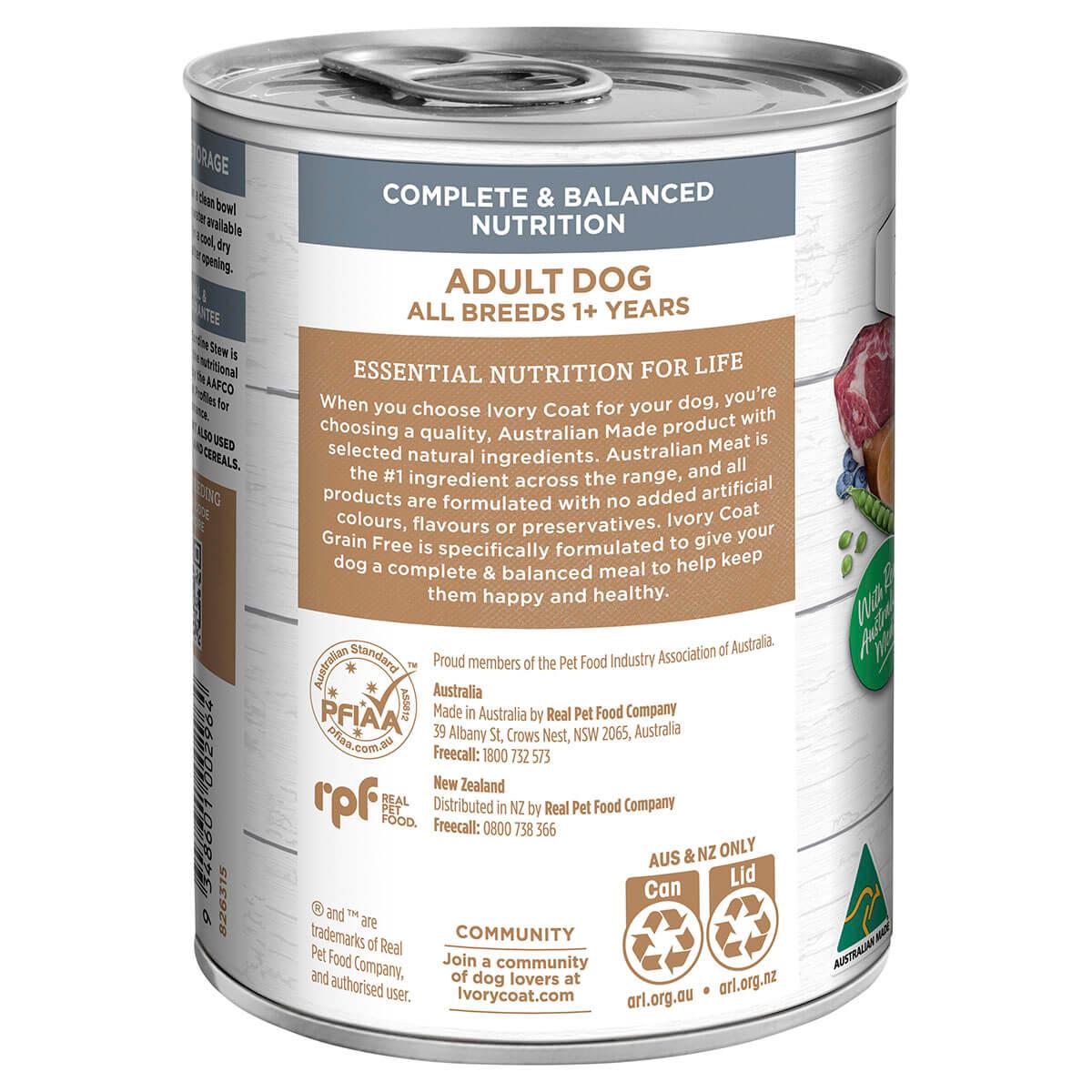 Ivory Coat Grain Free Adult Lamb & Sardine Wet Dog Food