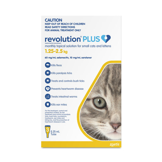 Revolution Plus Kitten & Small Cat 1.25-2.5kg Flea, Tick & Worm Spot-On Treatment