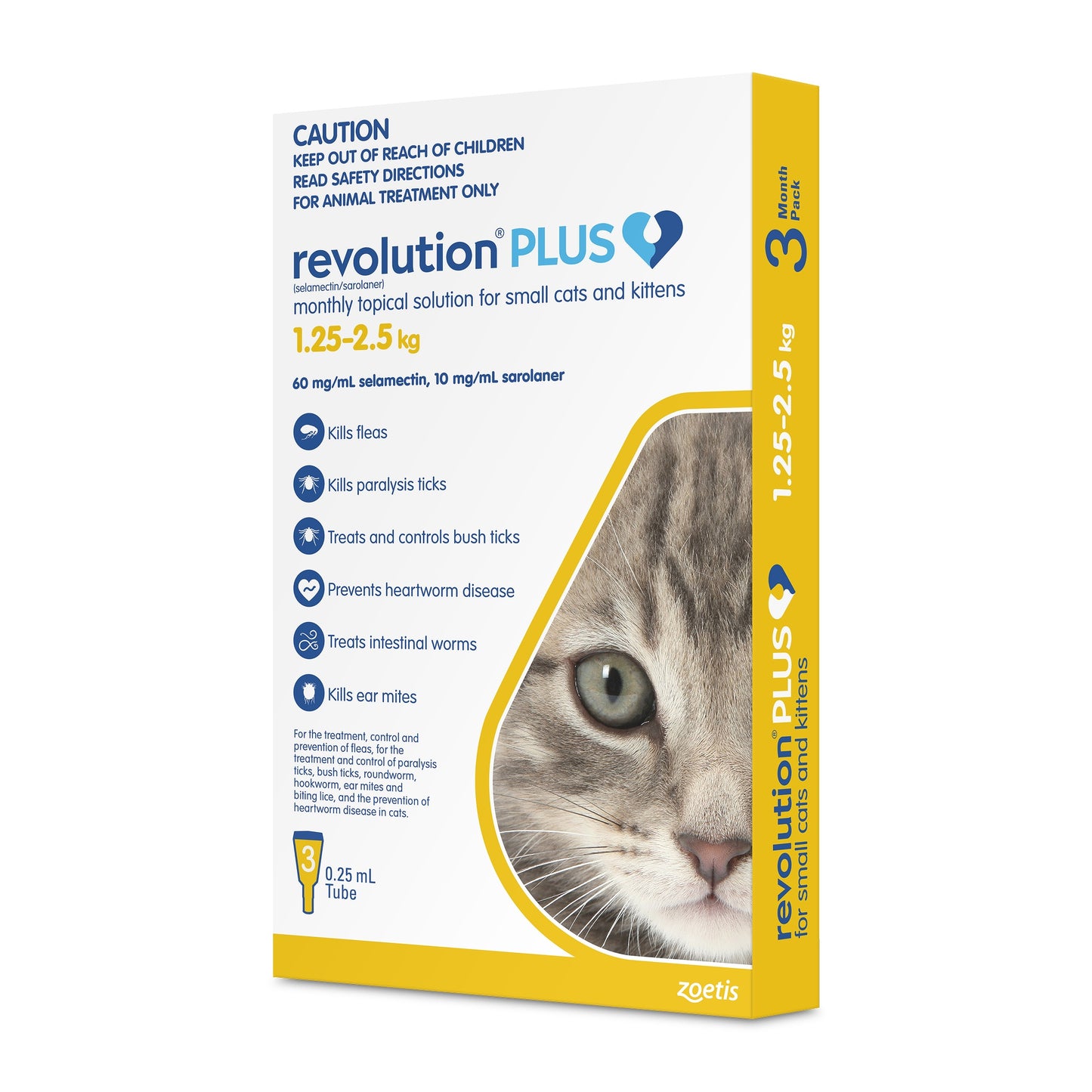 Revolution Plus Kitten & Small Cat 1.25-2.5kg Flea, Tick & Worm Spot-On Treatment
