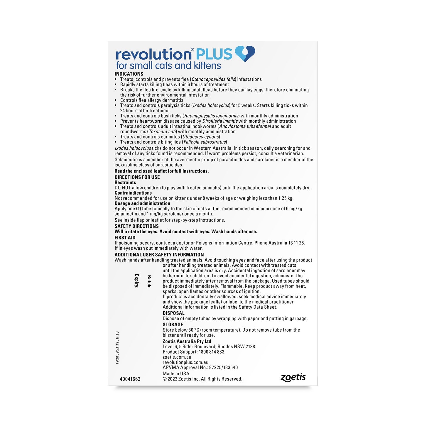 Revolution Plus Kitten & Small Cat 1.25-2.5kg Flea, Tick & Worm Spot-On Treatment
