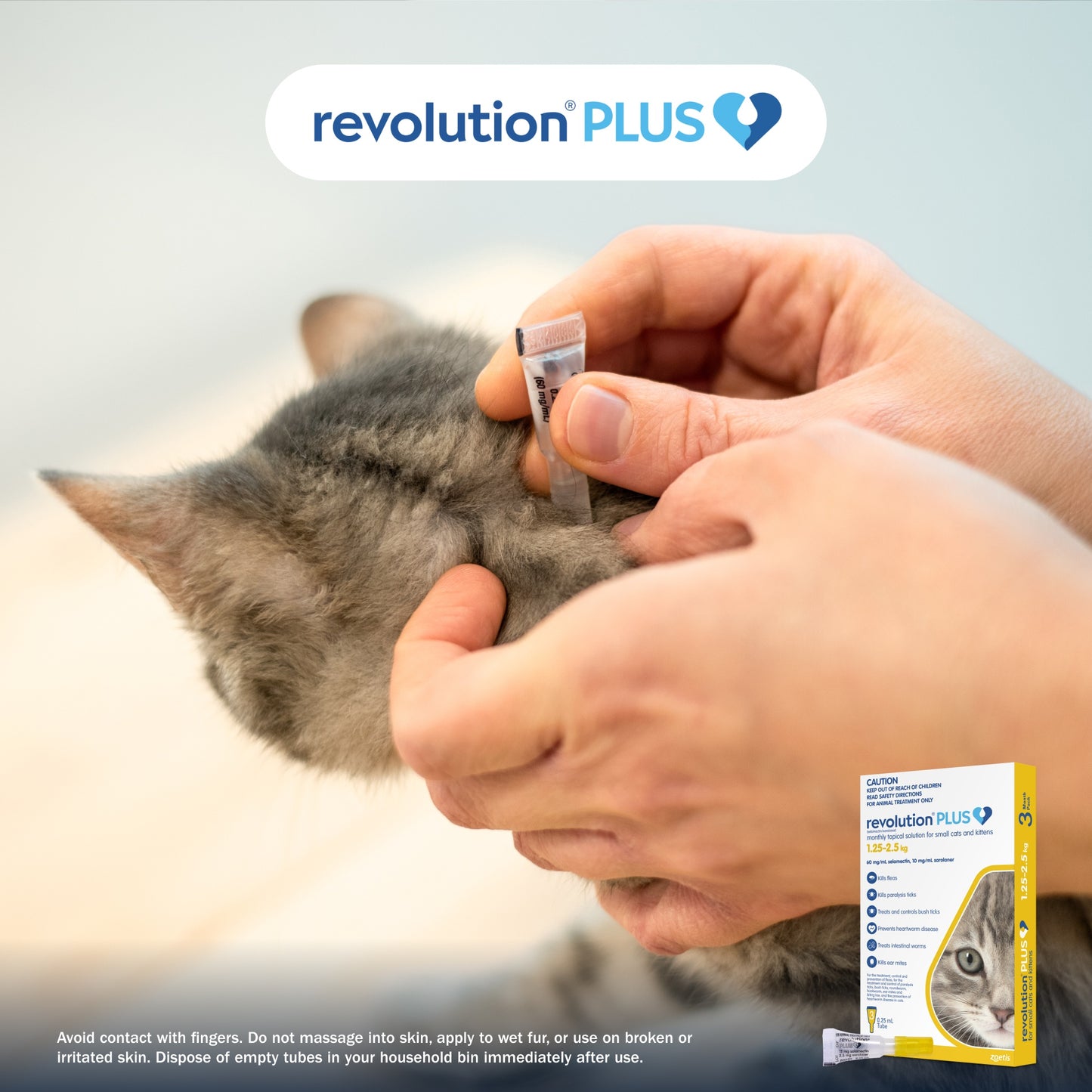 Revolution Plus Kitten & Small Cat 1.25-2.5kg Flea, Tick & Worm Spot-On Treatment