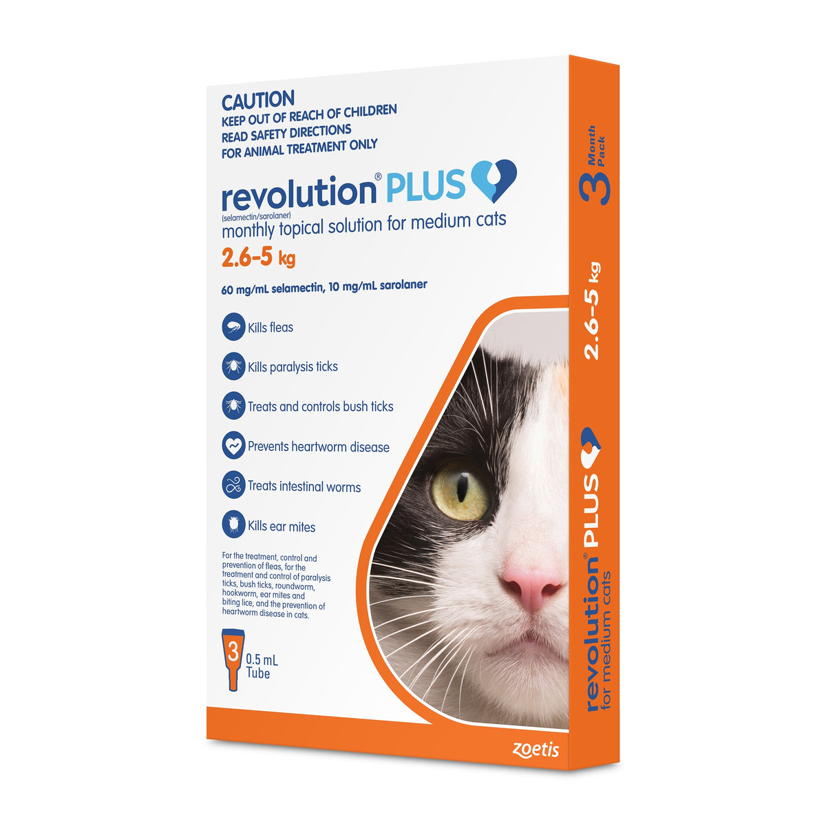 Revolution Plus Medium Cat 2.6-5.0kg Flea, Tick & Worm Spot-On Treatment