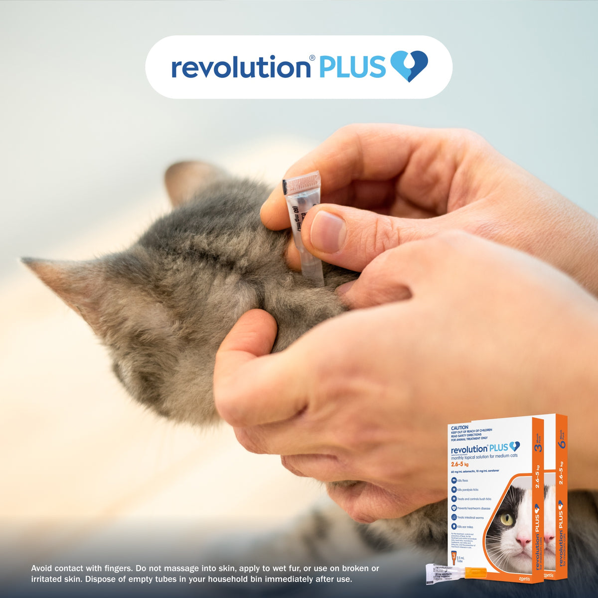 Revolution Plus Medium Cat 2.6-5.0kg Flea, Tick & Worm Spot-On Treatment
