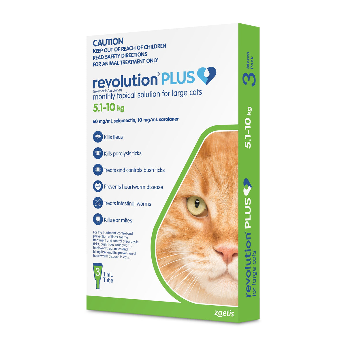 Revolution Plus Large Cat 5.1-10kg Flea, Tick & Worm Spot-On Treatment