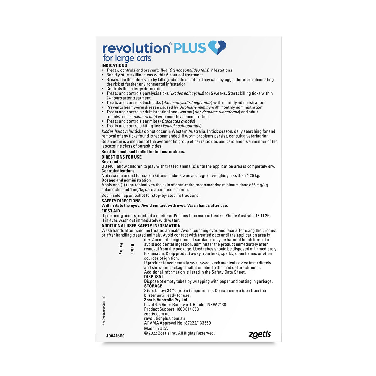 Revolution Plus Large Cat 5.1-10kg Flea, Tick & Worm Spot-On Treatment