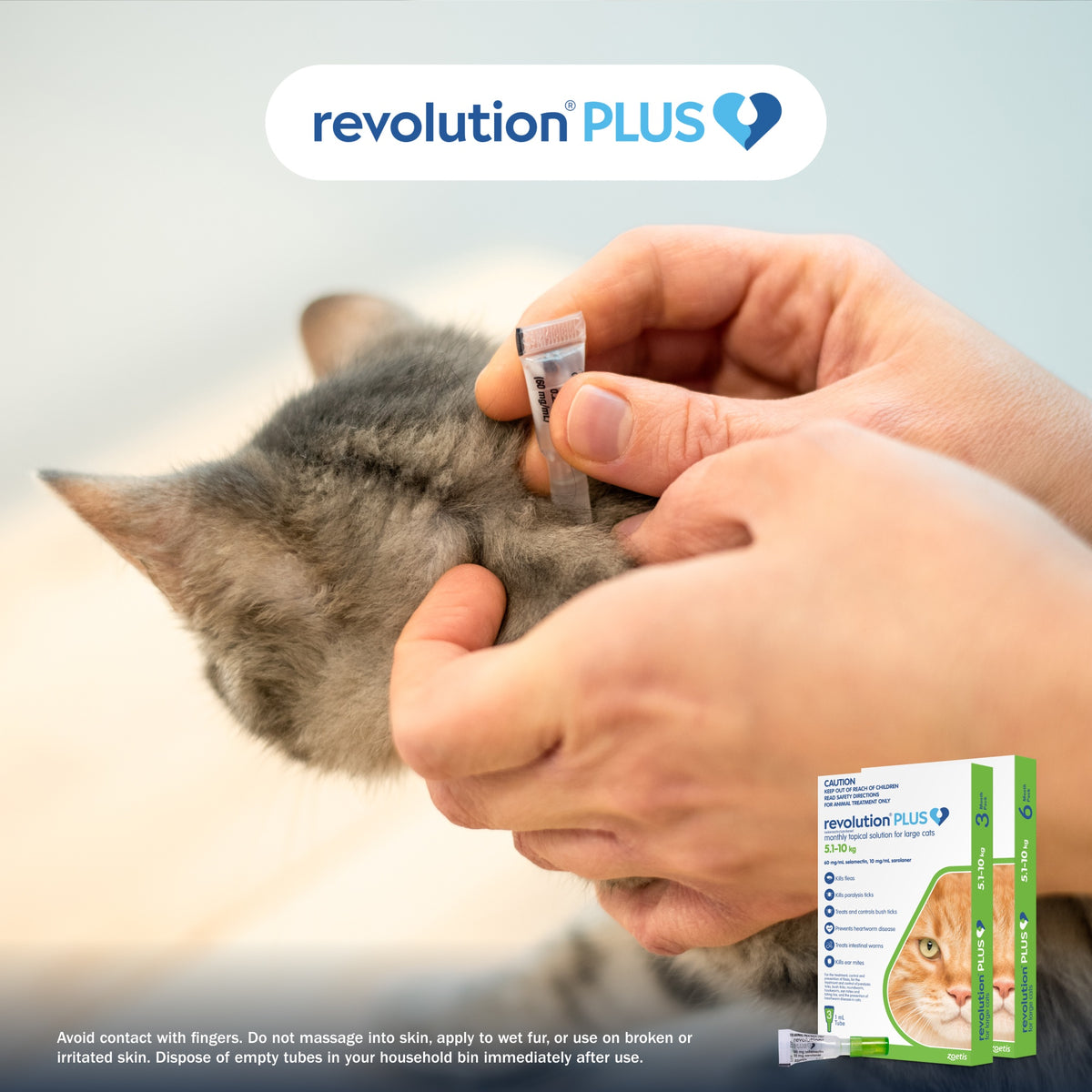 Revolution Plus Large Cat 5.1-10kg Flea, Tick & Worm Spot-On Treatment