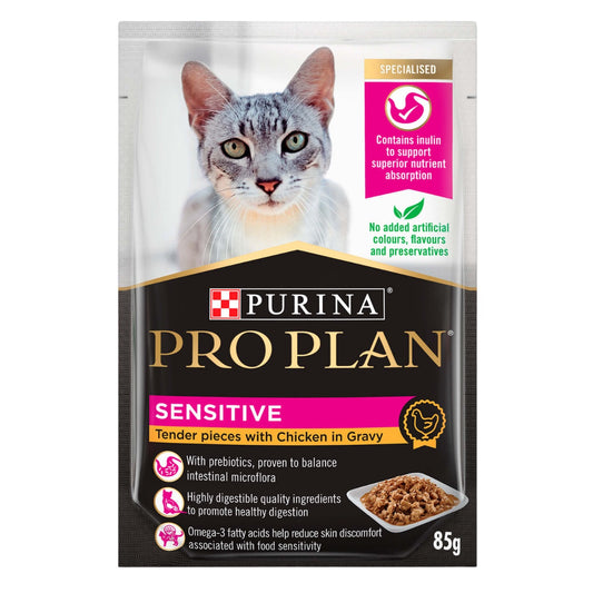 Pro Plan Sensitive Adult Chicken Gravy Pouch Wet Cat Food 85G
