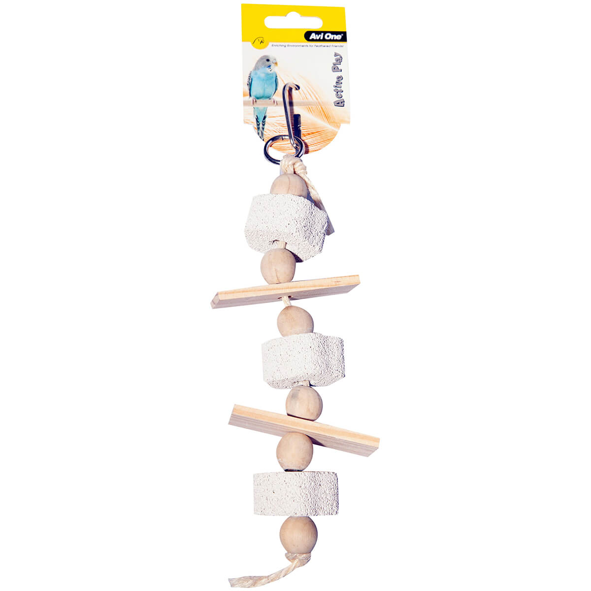 Avi One Wooden Blocks & Pumice with Rope Bird Toy