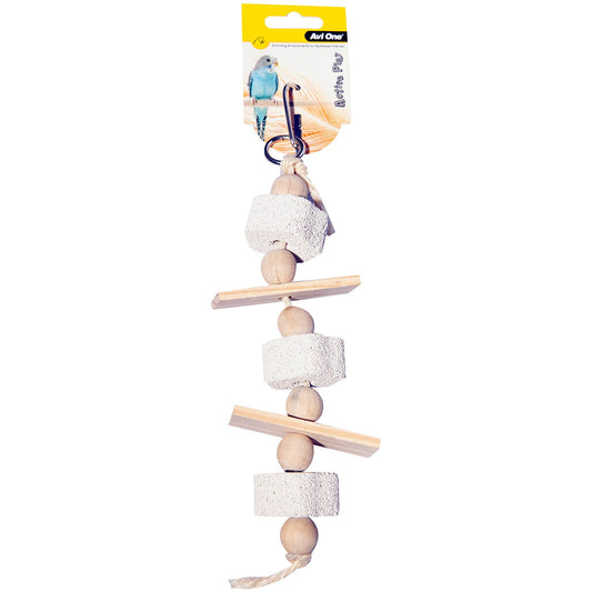 Avi One Wooden Blocks & Pumice with Rope Bird Toy