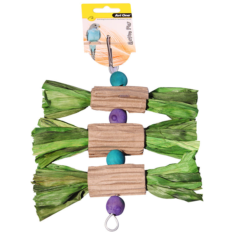 Avi One Wood Blocks Corrugated Board & Straw Bird Toy