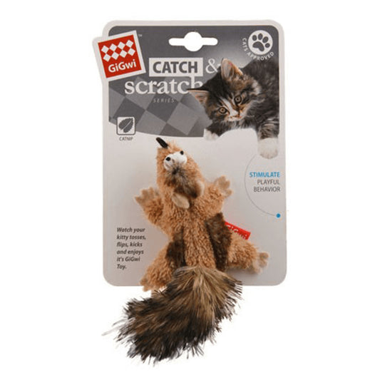 GiGwi Catch & Scratch Chipmunk with Catnip Cat Toy