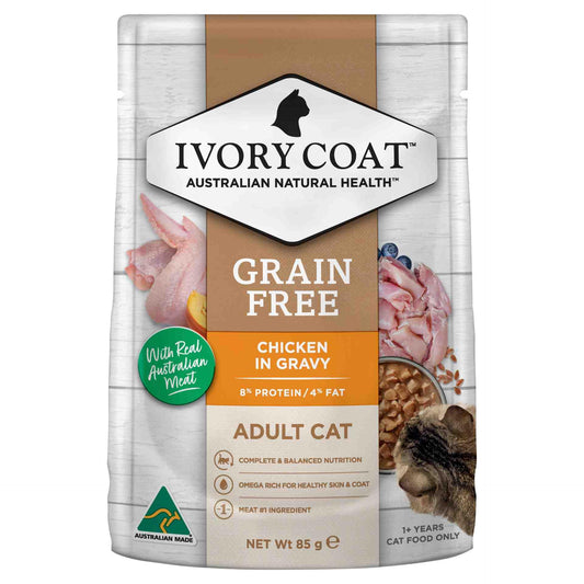 Ivory Coat Grain Free Adult Wet Cat Food Chicken in Gravy