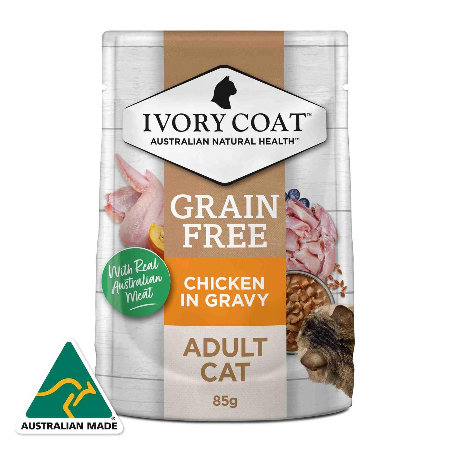 Ivory Coat Grain Free Adult Wet Cat Food Chicken in Gravy