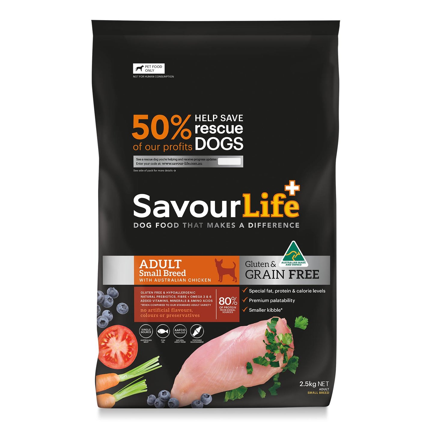 Savourlife Grain Free Adult Small Breed with Australian Chicken Dry Dog Food 2.5kg