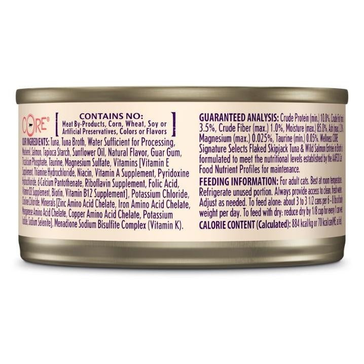 Wellness Core Signature Selects Flaked Skipjack Tuna & Wild Salmon Entrée in Broth Wet Cat Food