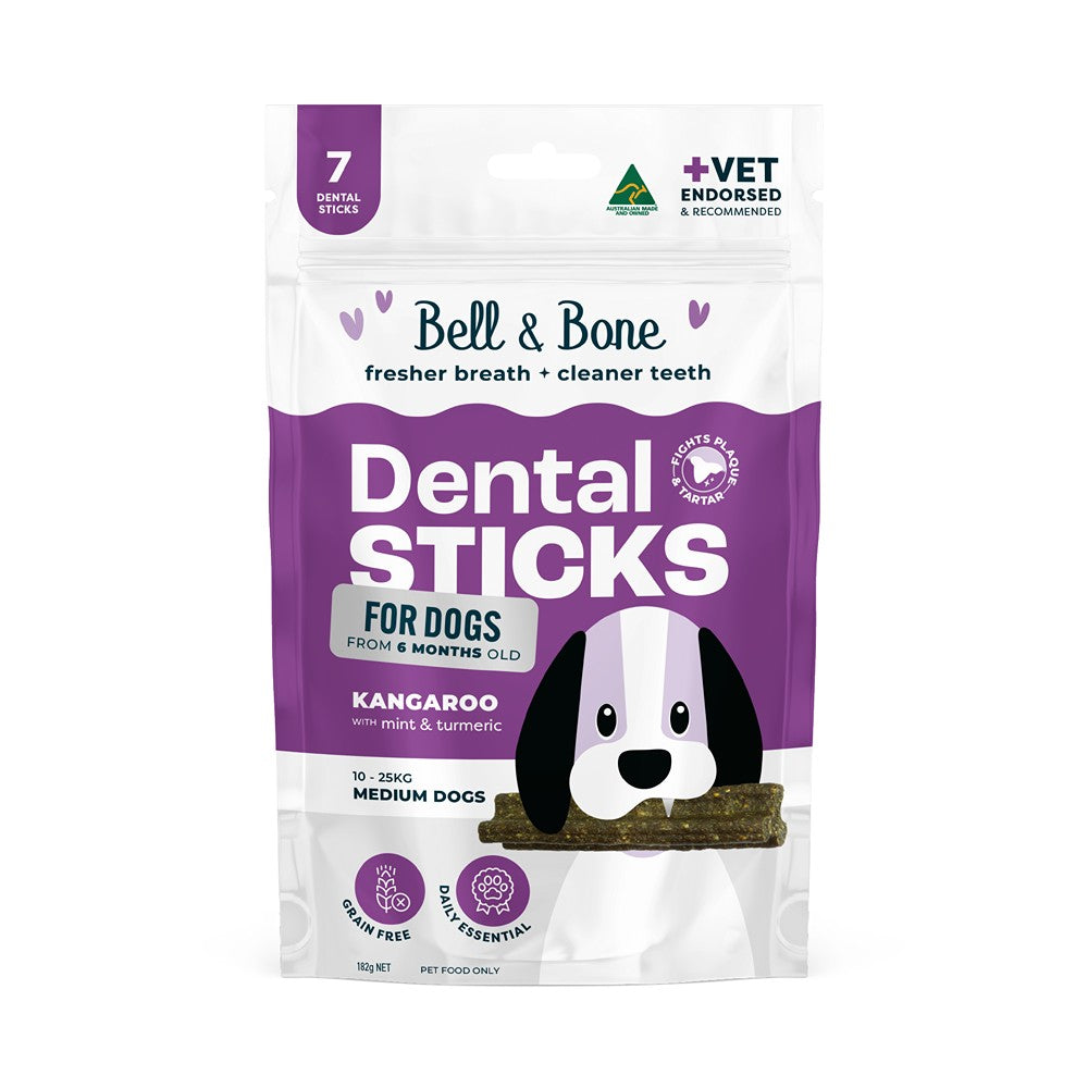 Bell & Bone Roo & Turmeric Dental Sticks Dog Treats