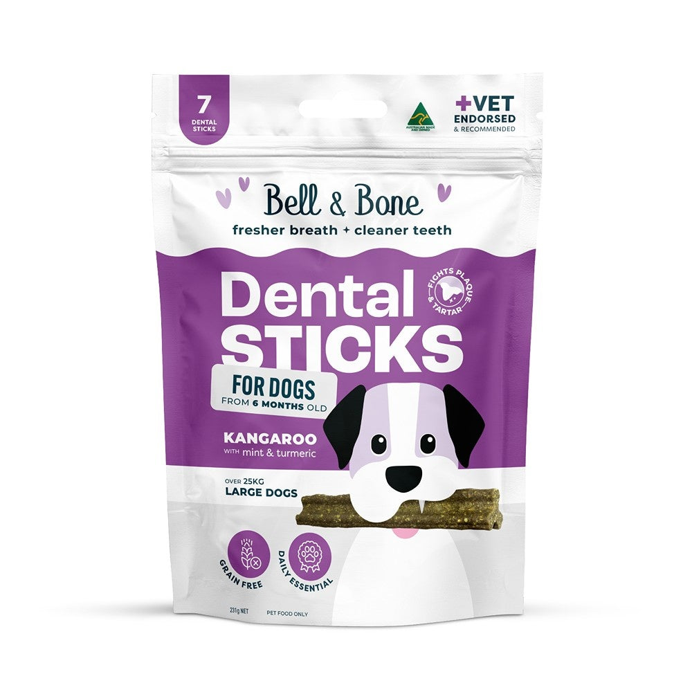 Bell & Bone Large Breed Kangaroo Dental Sticks Dog Treats