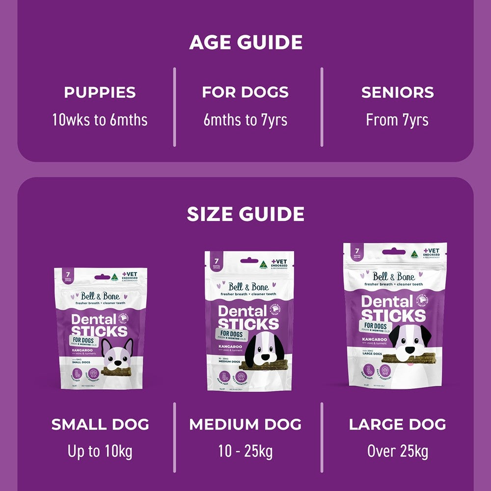 Bell & Bone Large Breed Kangaroo Dental Sticks Dog Treats