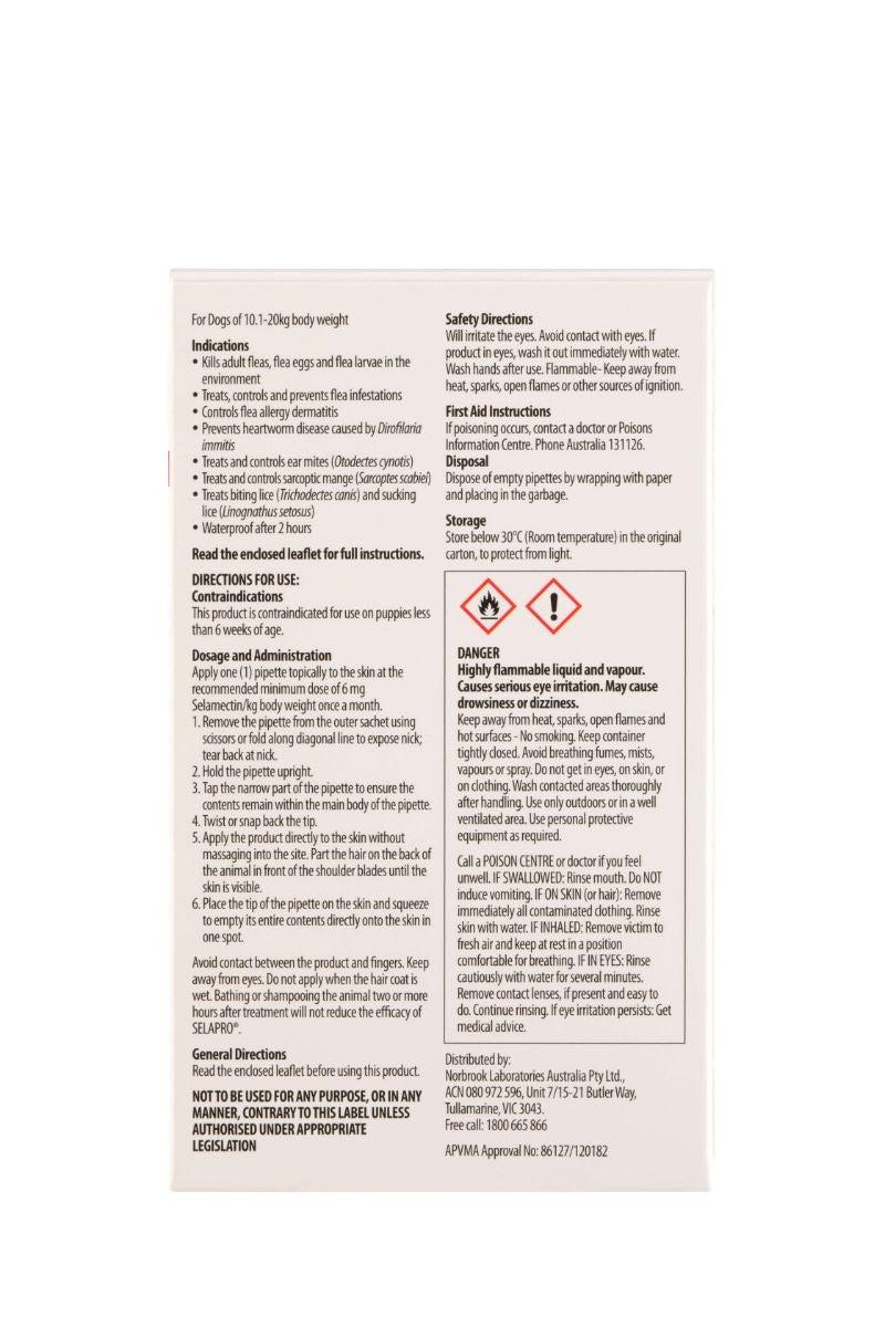 Selapro Large Breed 10-20kg Flea & Worming Spot-On Dog Treatment