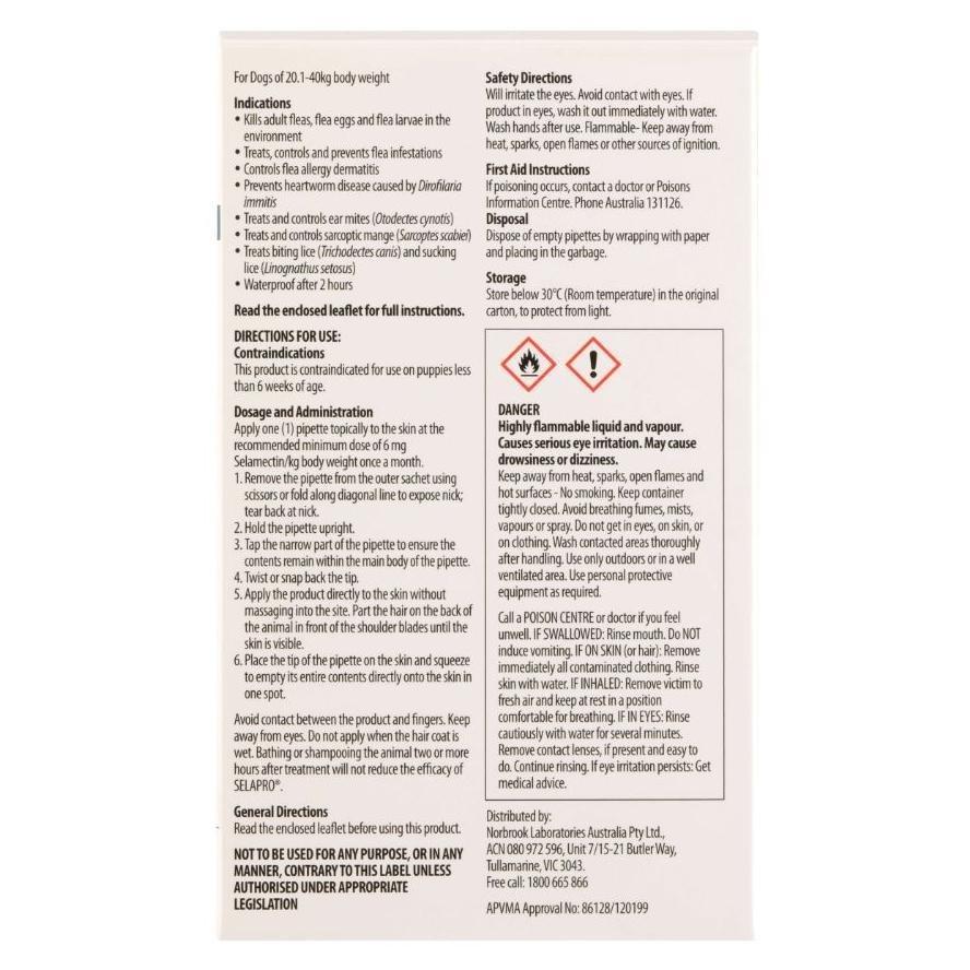 Selapro Large Breed 20-40kg Flea & Worming Spot-On Dog Treatment