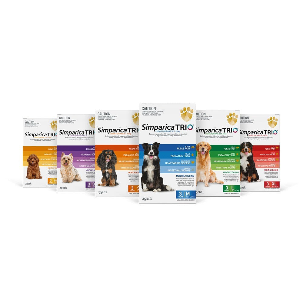 Simparica Trio Purple For XSmall Dogs 2.6-5kg 3pk