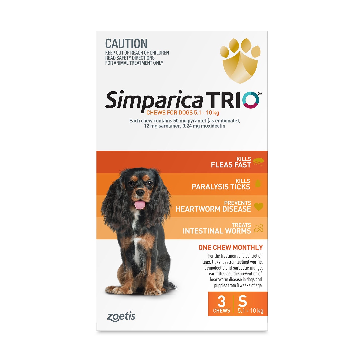 Simparica Trio Small Breed 5.1-10kg Flea, Tick & Worm Dog Chews