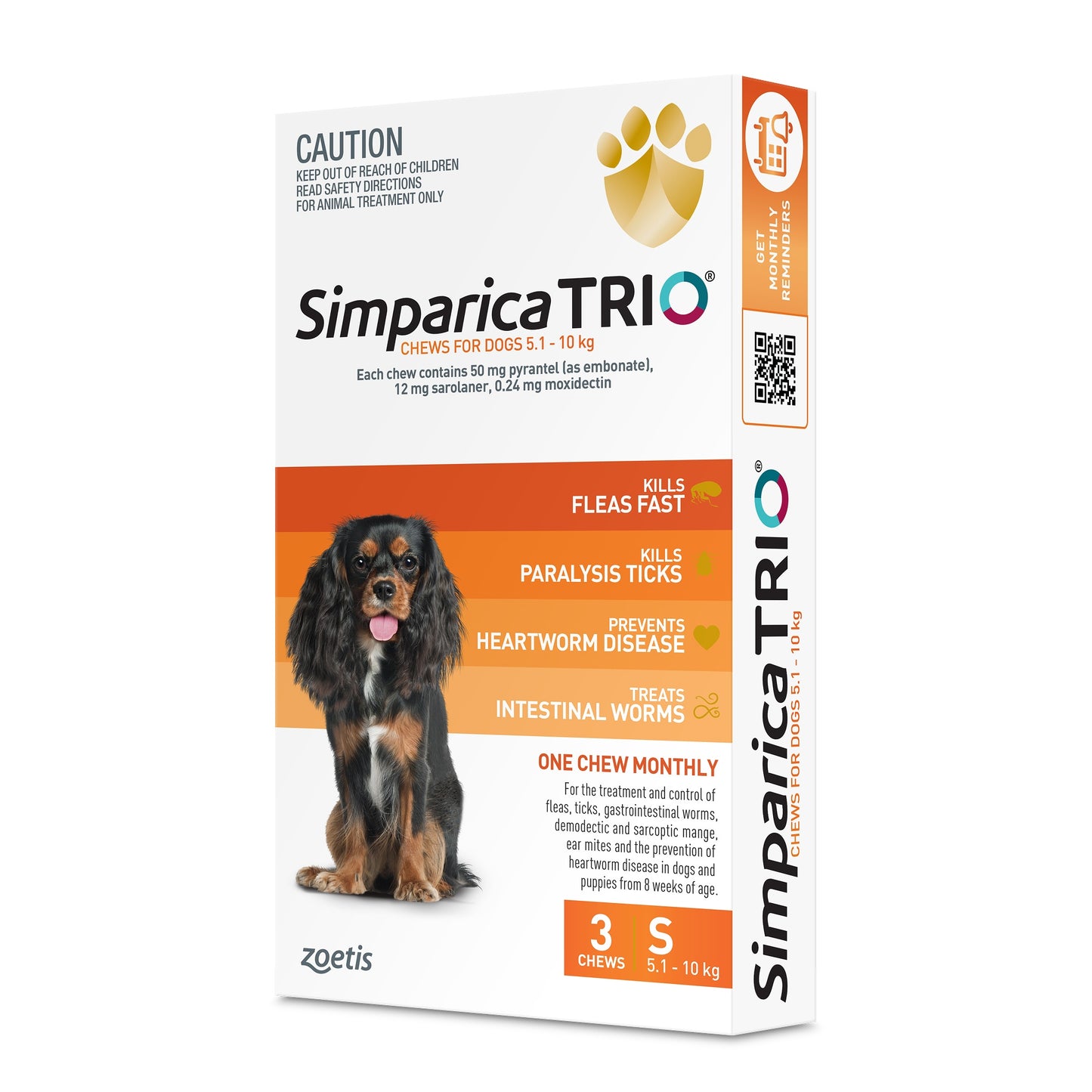 Simparica Trio Small Breed 5.1-10kg Flea, Tick & Worm Dog Chews