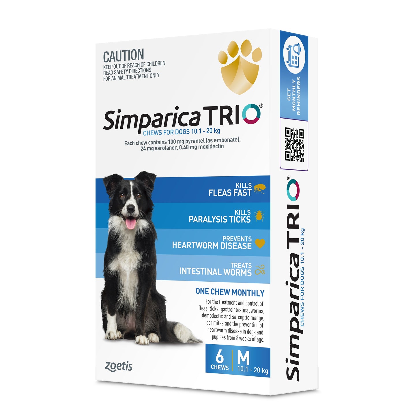 Simparica Trio Medium Breed 10.1-20kg Flea, Tick & Worm Dog Chews