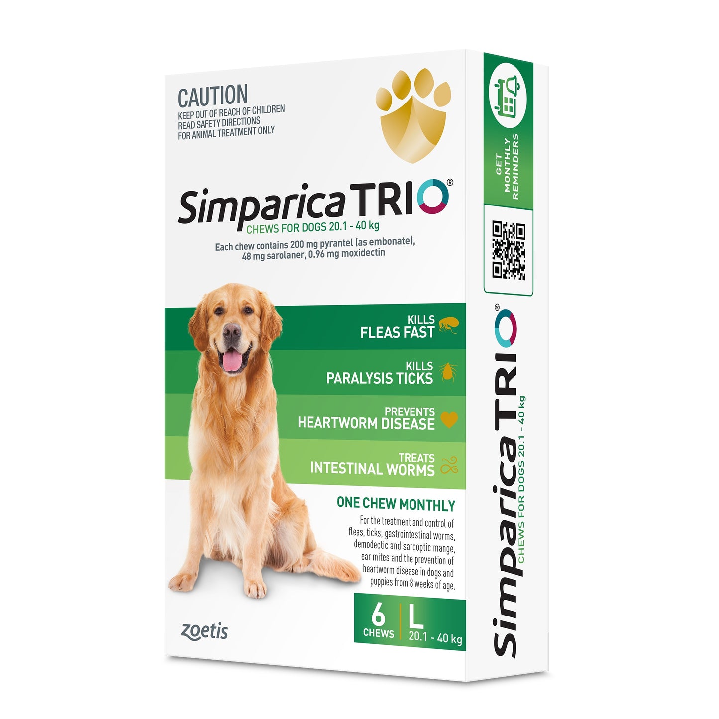 Simparica Trio Large Breed 20.1-40kg Flea, Tick & Worm Dog Chews
