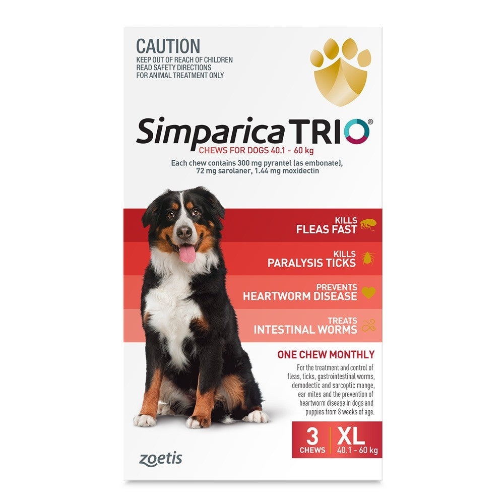 Simparica Trio Red For XLarge Dogs 40.1-60kg