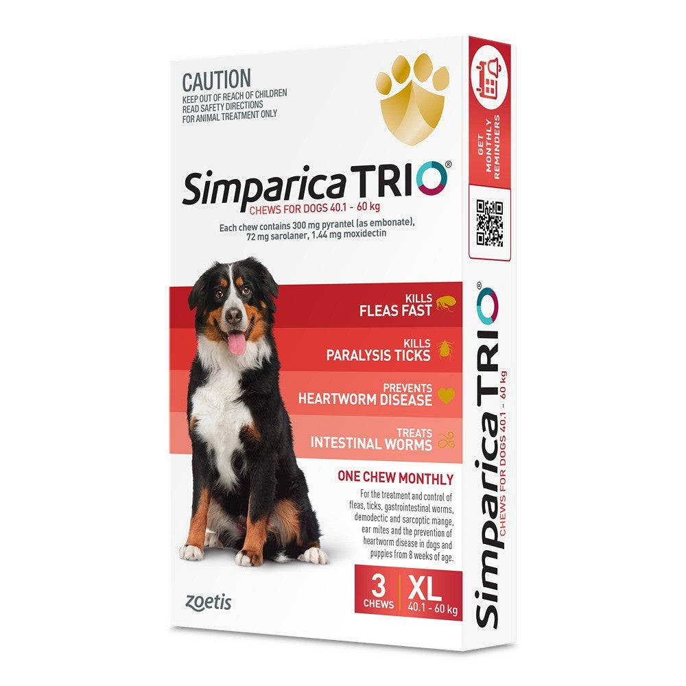 Simparica Trio Red For XLarge Dogs 40.1-60kg