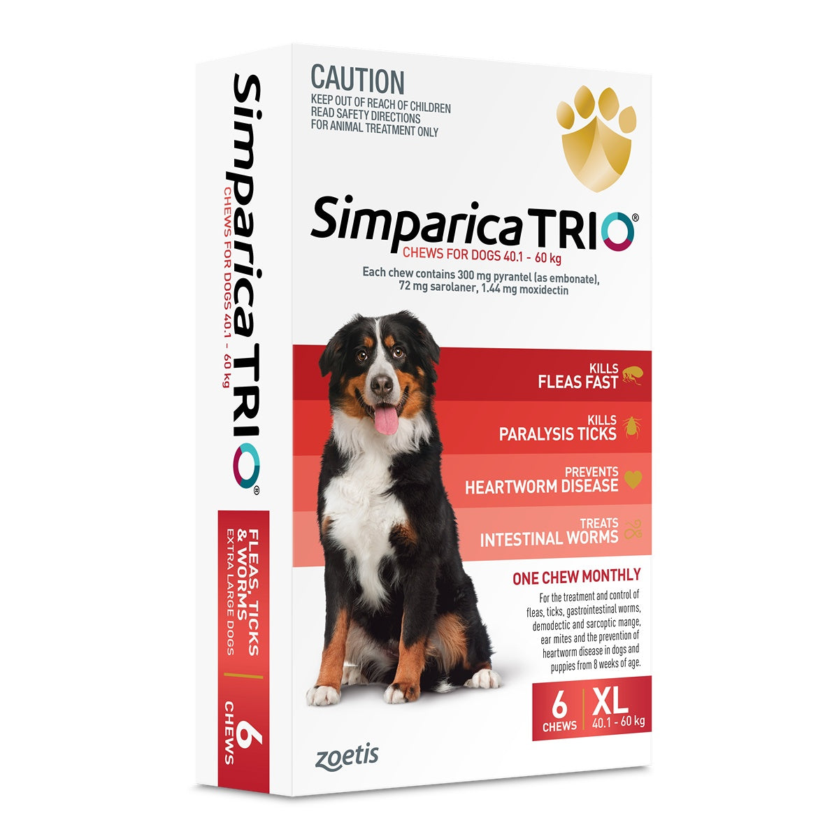 Simparica Trio Red For XLarge Dogs 40.1-60kg
