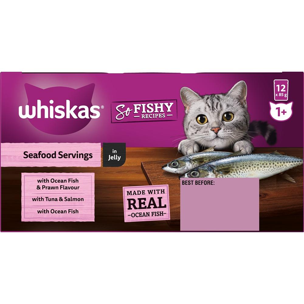 Whiskas Adult So Fishy Seafood in Jelly Wet Cat Food 12x85g