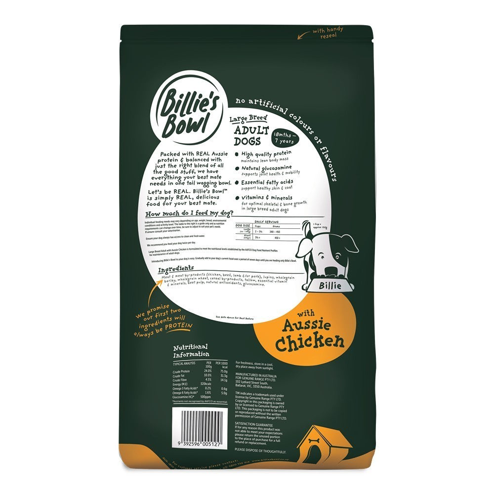 Billie's Bowl Large Breed Adult with Aussie Chicken Dry Dog Food