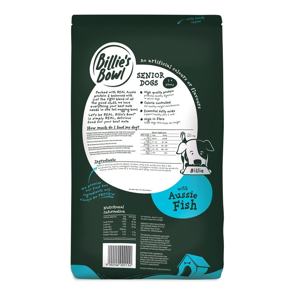 Billie's Bowl Senior with Aussie Fish Dry Dog Food
