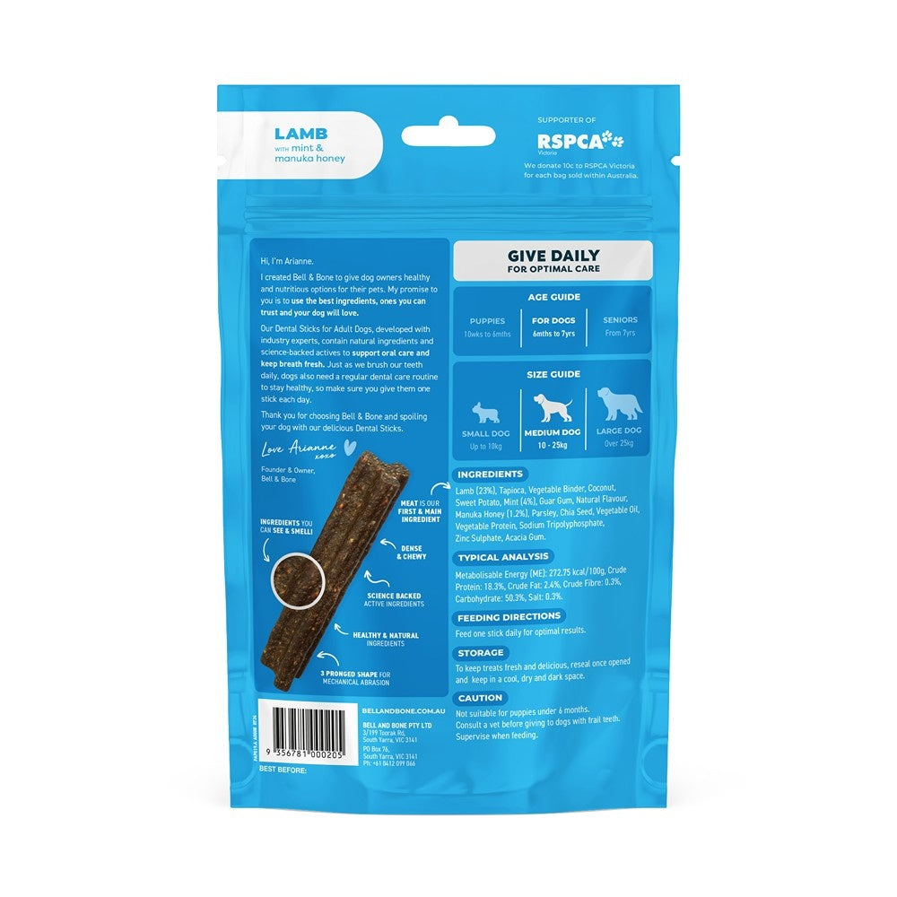 Bell & Bone Medium Breed Lamb Dental Sticks Dog Treats