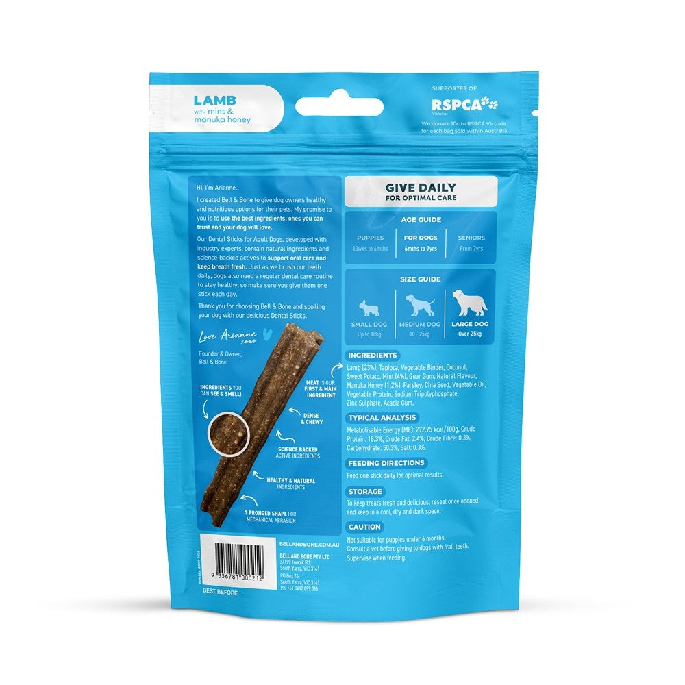 Bell & Bone Large Breed Lamb Dental Sticks Dog Treats